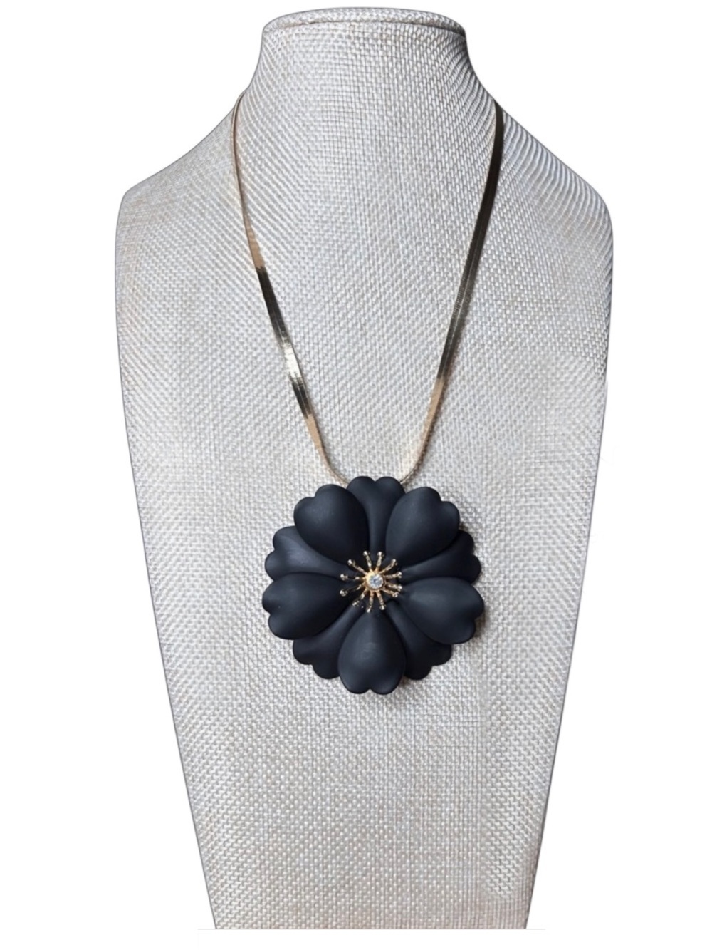 Black Flower Statement Necklace